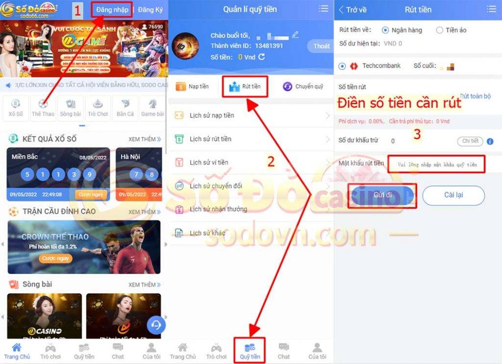 hướng dẫn rút tiền sodo