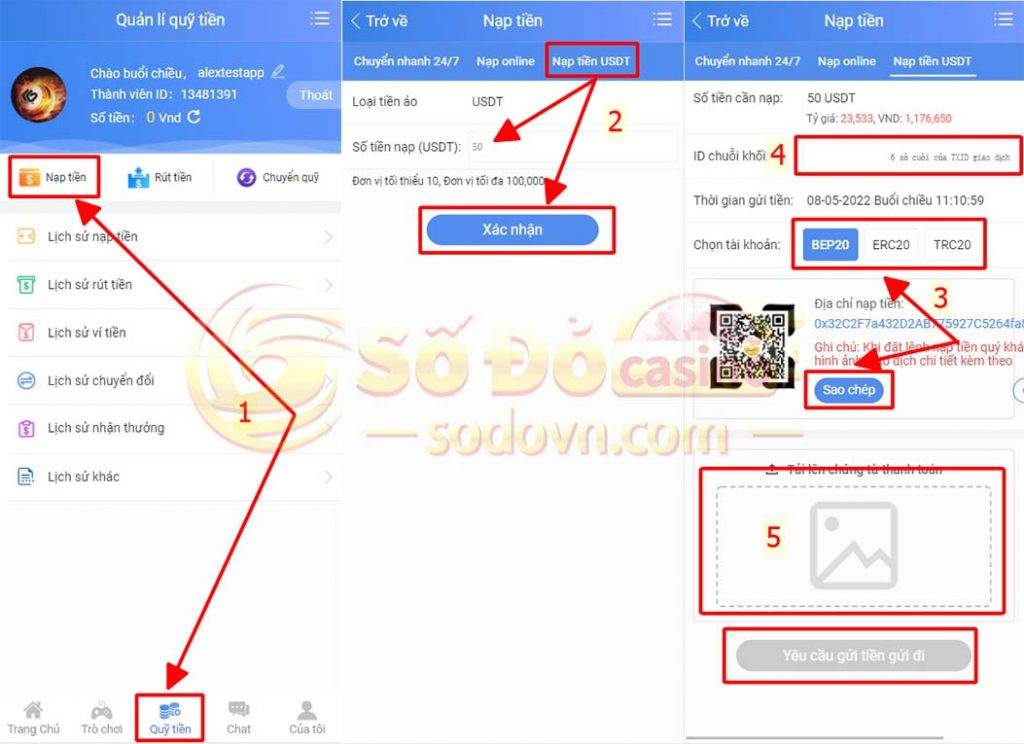 nạp tiền sodo bằng cổng tiền ảo usdt