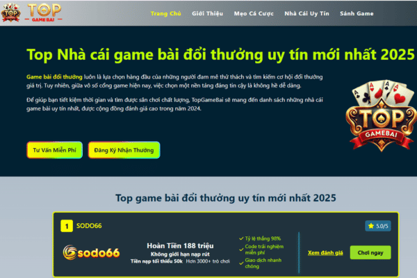 vinh danh top 1 nhà cái game bài đổi thưởng uy tín